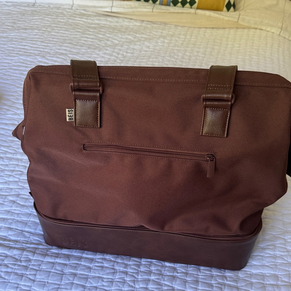 BEIS Brown Overnight Tote with Leather-Trim Accents, perfect for summer getaway